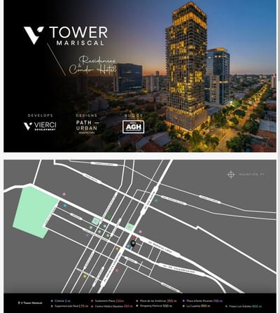 V TOWER Villa Morra: Exclusividad Residencial en una torre familiar exclusiva y Oportunidad de Inversión en un Modelo Híbrido Hotel-ARBNB  on acceso y amenities separados.