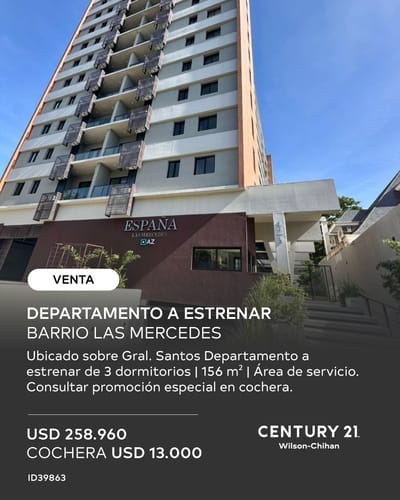 VENDO DEPARTAMENTO A ESTRENAR EDF. ESPAÑA - BARRIO LAS MERCEDES