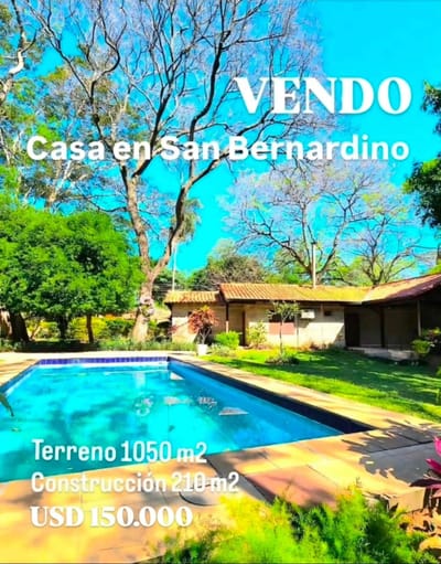 VENDO CASA EN SAN BERNARDINO CON 1050 M2 DE TERRENO Y 210 M2 DE CONSTRUCCION