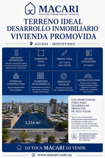 TERRENO PARA DESARROLLO | UNA DE LAS MEJORES OPORTUNIDADES DE INVERSIÓN EN AGUADA