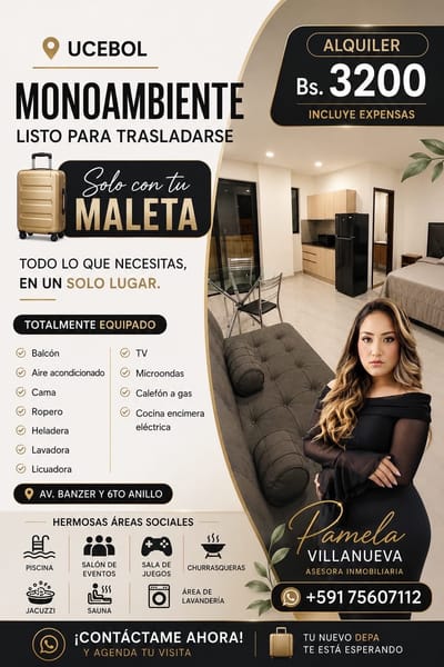 MONOAMBIENTE LISTO PARA TRASLADARSE SOLO CON TU MALETA