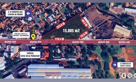 Vendo 1 hectarea y media sobre acceso sue frente a coca cola