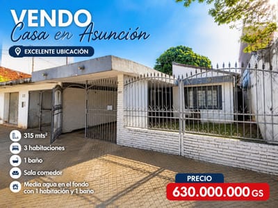 Vendo casa en Asuncion sobre Independencia Nacional