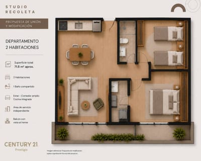 Vendo departamento de 2 dormitorios en Studio Recoleta - Asunción