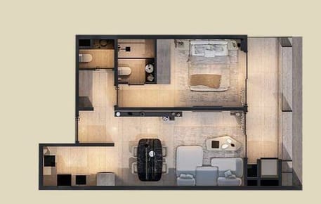 Vendo departamento de 1 dormitorio en Edif. Midtown - Barrios Las Mercedes Asunción