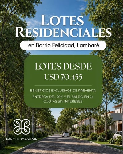 Lotes en barrio cerrado en Lambaré barrio Felicidad 