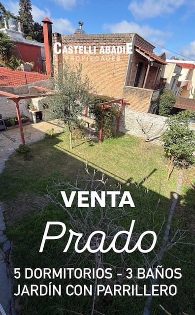 VENTA DE CASA EN EL PRADO. EXCELENTE ESTADO.  JARDIN CON PARRILLERO - 5 DORMITORIOS - 3 BANOS - GARAJE