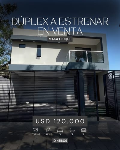 Vendo duplex a estrenar en Luque a 5 min de la Municipalidad de Luque