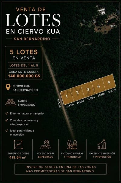 Venta de Terreno en San Bernardino, Cordillera