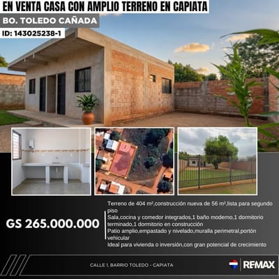 Casa en Venta con Amplio Terreno en Capiatá.