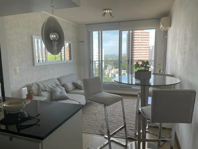 ALQUILER AMUEBLADO EN PUNTA CARRETAS DE 1 DORMITORIO, PISO ALTO CON VISTA AL MAR, TERRAZA, GARAJE, BOX, SEGURIDAD 24HS