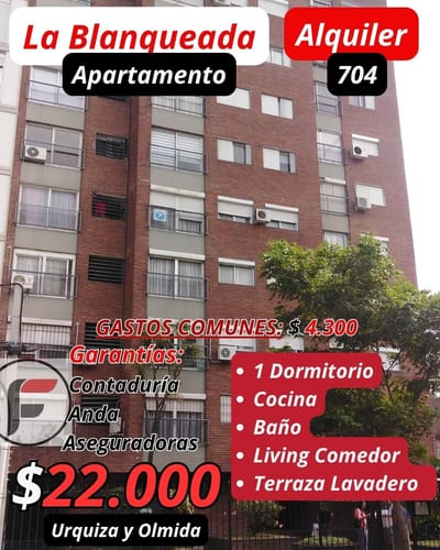 Gran Vista 7mo. Piso - Gran Vista - 1 Dormitorio, Cocina, Baño, Living - Tza. Lavadero
