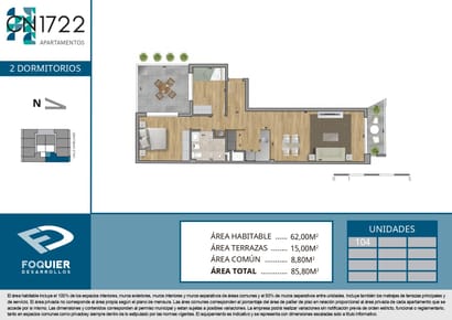 Venta Apartamento 2 dormitorios Cordón Soho - CN1722