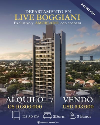 Departamento Amoblado en Alquiler – 2 dormitorios | 121 m²