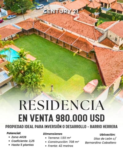 En venta propiedad de 1511m2 en barrio Herrera