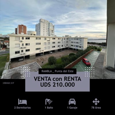 VENTA,  2 dorm, CON RENTA; Punta del Este.