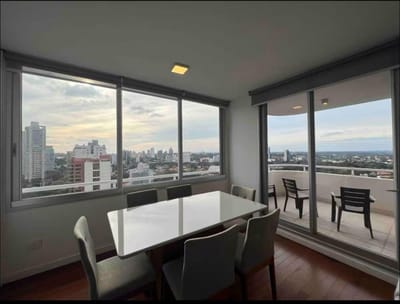 Alquilo depto amoblado de 2 dormitorios, 1 cochera - SKY TOWER zona corporativa 1500 USD