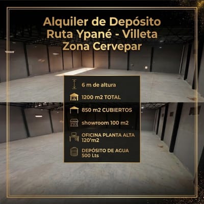 ALQUILER DE DEPÓSITO ZONA CERVEPAR RUTA YPANÉ -VILLETA  1200 M2