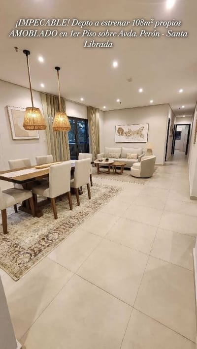 ¡Exclusivo! Departamento a Estrenar de Lujo, 108m² Propios, Completamente Amoblado, en Primer Piso sobre la Prestigiosa Av. Perón - Santa Librada.