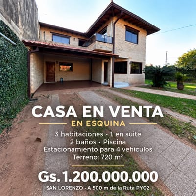 VENTA HERMOSA CASA EN ESQUINA EN SAN LORENZO BARRIO SAN JOSÉ