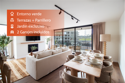 Venta apartamento 3 dormitorios en Barrio Parques - Jardín exclusivo - Terraza + 2 Garajes