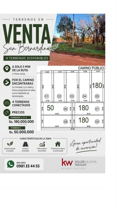 VENDO 4 TERRENOS JUNTOS O SEPARADOS EN SAN BERNARDINO