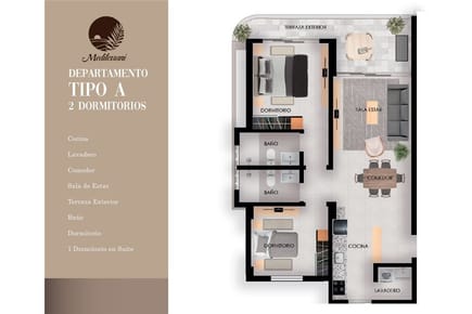 Departamento de 2 dormitorios en  venta