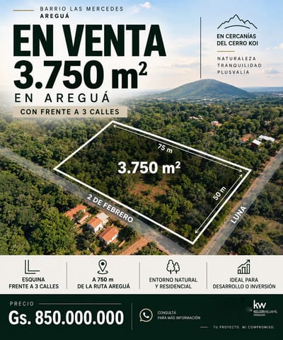 EN VENTA 9 LOTES JUNTOS CON SALIDA A 3 CALLES EN AREGUÁ BARRIO LAS MERCEDES