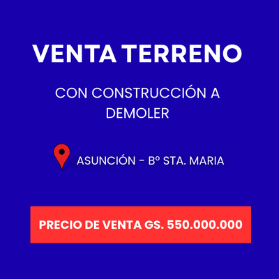 En Venta Terreno en Asunción V255