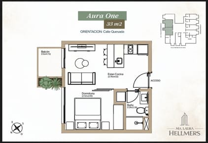 Departamento tipo Loft con Balcón y Piscina en Terraza - U$S 76.077