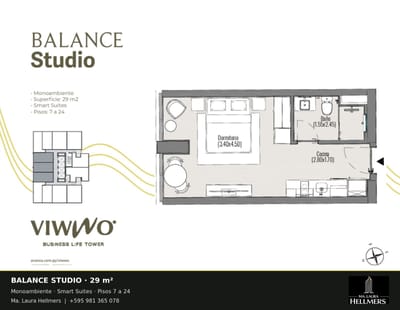 Estudio Moderno con Piscina en Azotea y Vistas Panorámicas - U$S 64.548