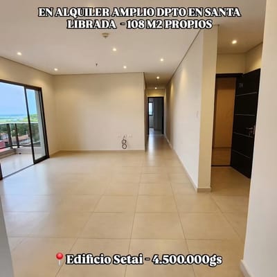 Exclusivo Dpto. de Lujo en Alquiler: 108 m² en el Prestigioso Edificio SETAI, Barrio Santa Librada. ¡Vive la Experiencia Premium por 4.500.000 Gs!