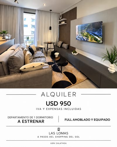 ALQUILO DPTO. A ESTRENAR DE 1 DORMITORIO EN LAS LOMAS