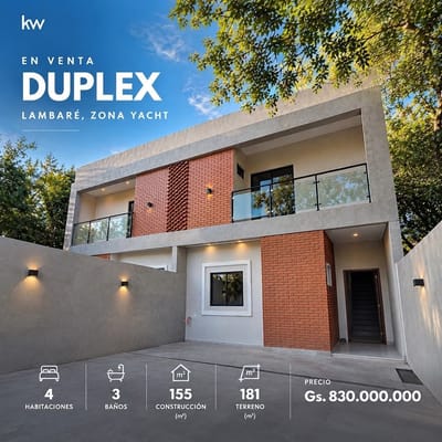 VENTA DE DÚPLEX CON 4 HABITACIONES EN LAMBARÉ
