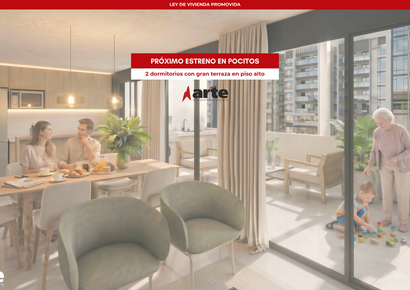 Venta de apartamento de 2 dormitorios con 2 terrazas en piso alto en Pocitos