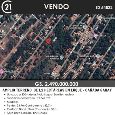 VENDO TERRENO EN LUQUE - CAÑADA GARAY