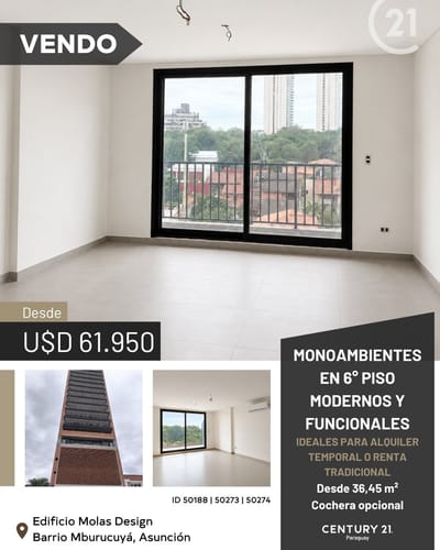 VENDO DEPARTAMENTO MONOAMBIENTE - MOLAS DESING