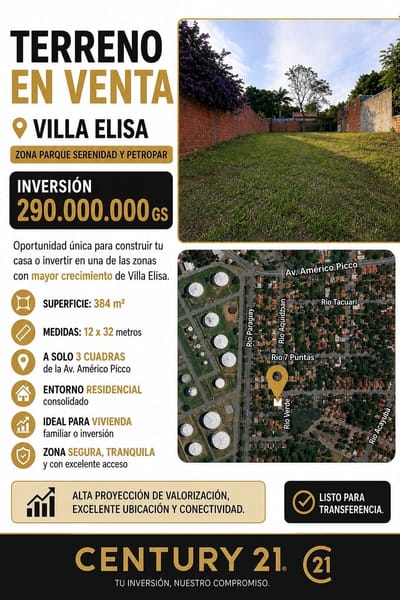 VENDO TERRENO EN VILLA ELISA