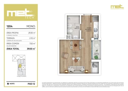 Monoambiente en venta en Cordón, con amenities y tecnología moderna