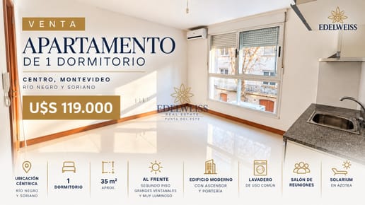 Oportunidad de venta | Apartamento de 1 dormitorio al frente - Centro de Montevideo