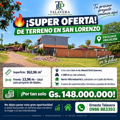 TERRENO EN SAN LORENZO - VILLA INDUSTRIAL