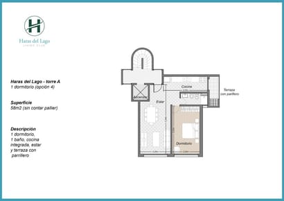 Apartamento en alquiler de 1 dormitorio y cochera en Haras del lago