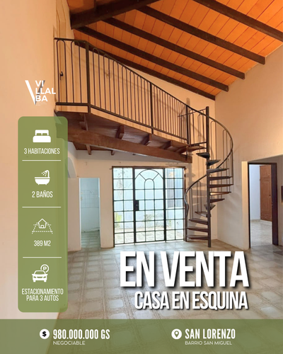 EN VENTA Casa en Barrio San Miguel, San Lorenzo (a cuadras de la Villa Olimpia)