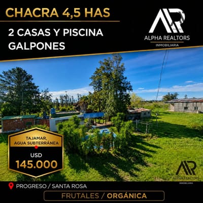 Chacra en venta de 45000m2 ubicado en Canelon Chico. Tajamar. Galpones.