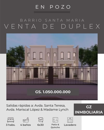 VENDO DUPLEX EN POZO EN ASUNCION - BARRIO SANTA MARIA