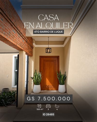 ALQUILO CASA MODERNA EN 4TO BARRIO DE LUQUE 3 HAB. TODAS EN SUITE