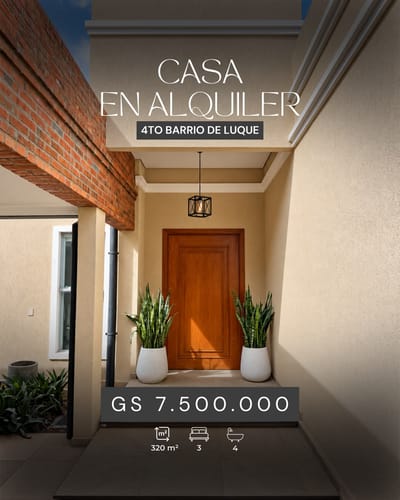 ALQUILO CASA MODERNA EN 4TO BARRIO DE LUQUE 3 HAB. TODAS EN SUITE