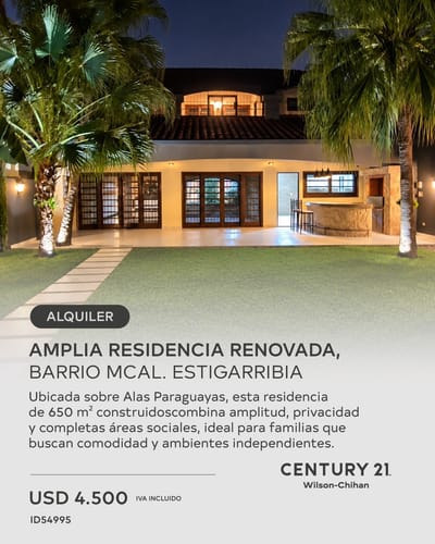 ALQUILER | AMPLIA RESIDENCIA RENOVADA - BARRIO MCAL. ESTIGARRIBIA
