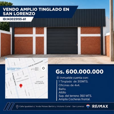 ¡Oportunidad Única! Amplio Tinglado Industrial a Estrenar en San Lorenzo, Ideal para su Negocio.