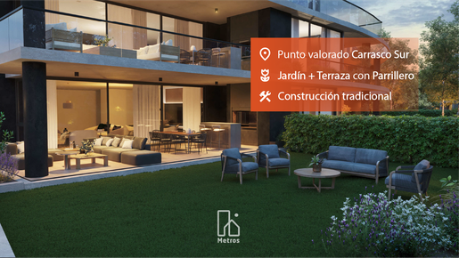Venta Carrasco Sur Apartamento 4 Dormitorios - Jardín NorOeste + Parrillero - Gran living comedor + Estufa - Seguridad